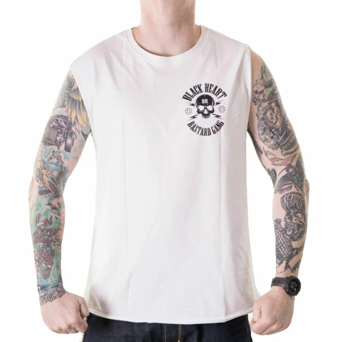 Men's Tank Top BLACK HEART - BASTRAD SKULL - WHITE - Image 2