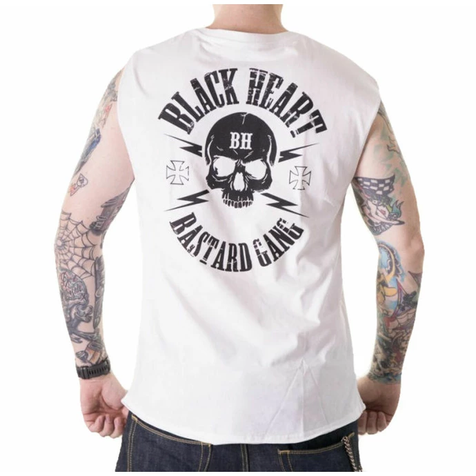 Men's Tank Top BLACK HEART - BASTRAD SKULL - WHITE