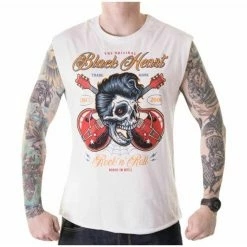 Men's Tank Top BLACK HEART - ROCK N ROLL KING - WHITE
