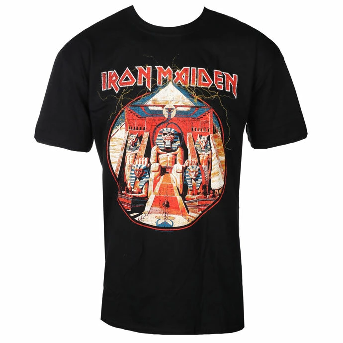 T-shirt Metal Men's Iron Maiden - Powerslave Lightning Circle - ROCK OFF