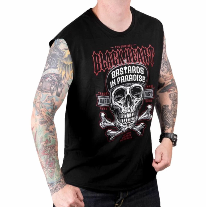 Men's Tank Top BLACK HEART - BASTARD IN PARADISE - BLACK - Image 2