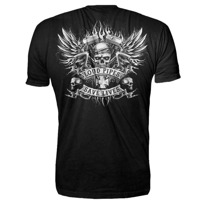 Men's T-shirt LETHAL THREAT - Loud Pipes Bandana Skull - Black